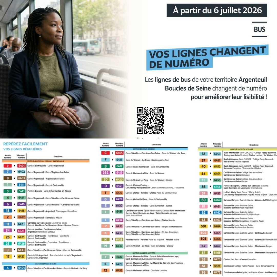 Changement lignes bus Carrières-sur-Seine