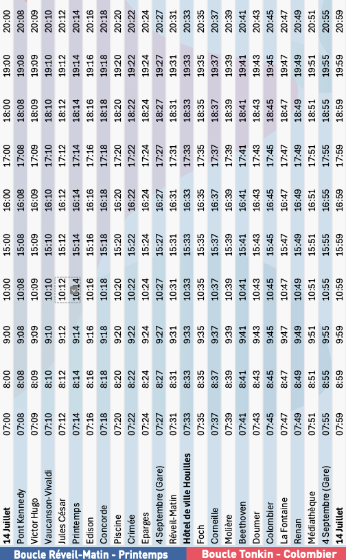 Horaires