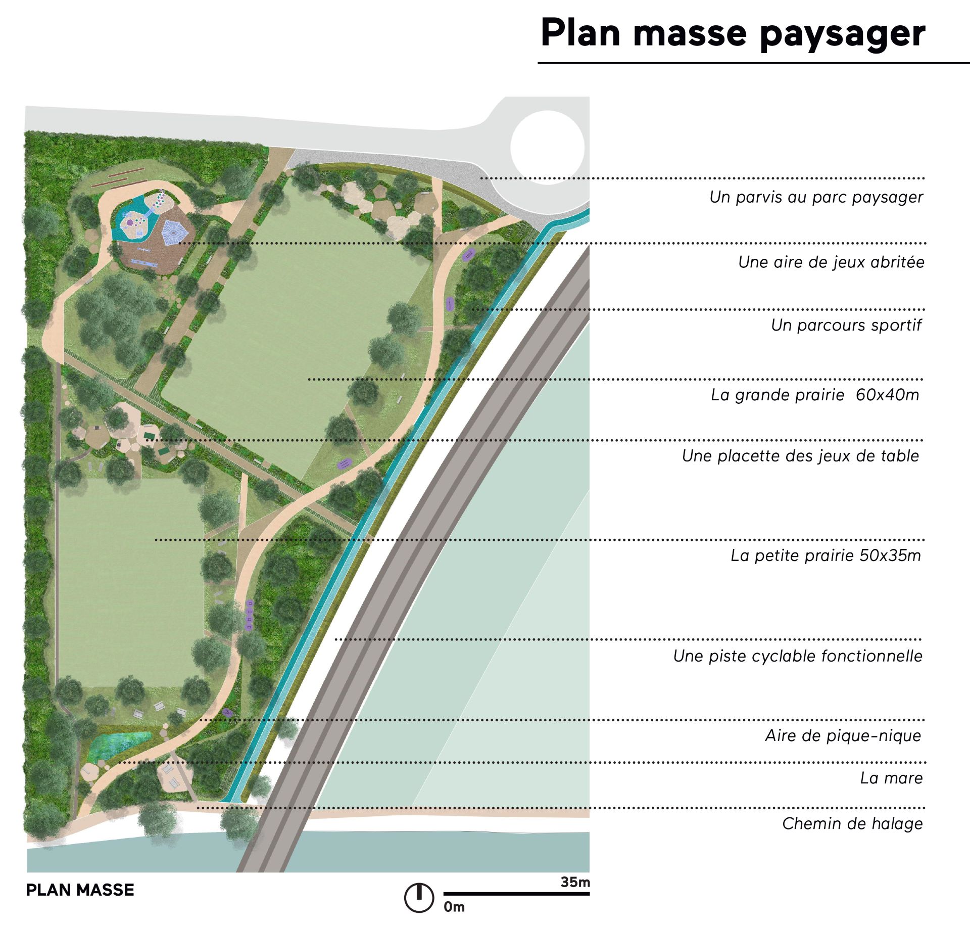 Parc paysager Sports en Rives de Seine Plan masse