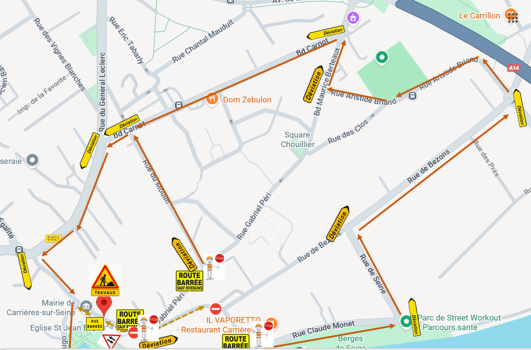 Fermeture des rues Gabriel Péri et de Bezons du 20 au 24 octobre