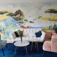 Salon avec un papier peint Isidore Leroy à Carrières sur Seine
